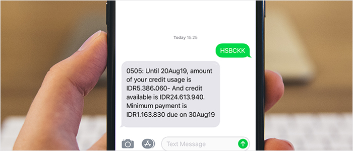 HSBC credit card balance information via SMS